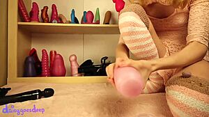 kawaii blonde shoves huge silicone dildo up her ass 🍑🔥💦