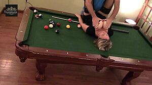 Hot Milf Wife's Huge Tits Rock on Pool Table During Hard Moaning Fuck!