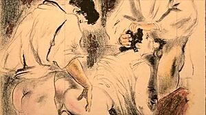 Vintage erotic drawings blend antique allure with retro passion