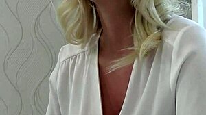 nina kayy milf secretary strips heels lingerie shows huge tits