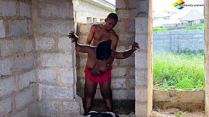 Local horny wife bent over fucked doggystyle by big black cock creampie in tight pussy outdoors