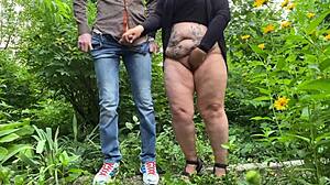 hey fat mother-in-law why flash that wet pussy outdoors making me cum hard?