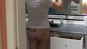 i catch beautiful 59yo sister-in-law fingering huge clit pussy to intense orgasm