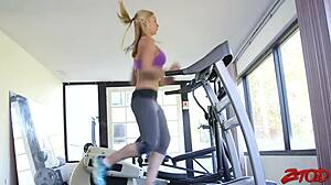 sarah vandella sweats through big tit workout then sucks cock doggystyle