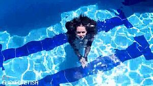 Latex Jessica Bunny Doll Submerged, Wet Pussy and Ass Teased Underwater Sensually.