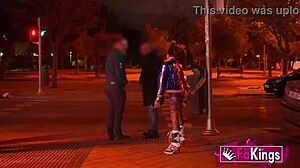that harley quinn cosplayer in the street sure knows how to tease with her bent over moves.