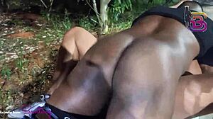 outdoor lover boldly bares her ass for stranger's massive cock in public square