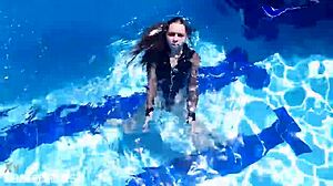 Latex Jessica Bunny Doll Submerged, Wet Pussy and Ass Teased Underwater Sensually.