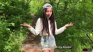 Caught Graffiti Girl Flashing And Fucked Rough Outdoors In Forest Cum Panties
