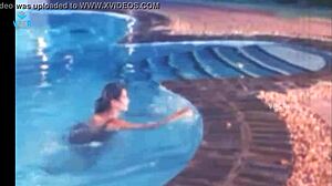 Unmarried indian couple with big tits enjoys sexy poolside fucking