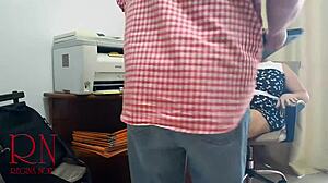 office boss femdom forces employee to lick her juicy pussy on hidden cam