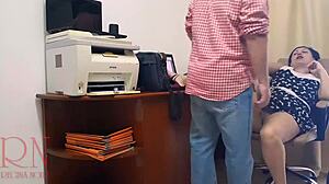 office boss femdom forces employee to lick her juicy pussy on hidden cam