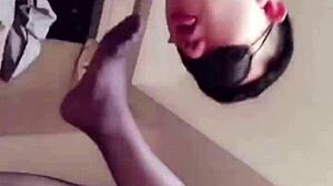stocking ts shemale anal trains submissive man hard