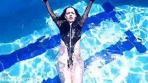 Latex Jessica Bunny Doll Submerged, Wet Pussy and Ass Teased Underwater Sensually.