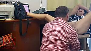 office boss femdom forces employee to lick her juicy pussy on hidden cam