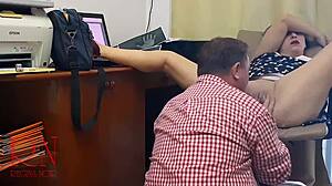 office boss femdom forces employee to lick her juicy pussy on hidden cam