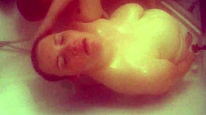bbw wife soaps up big natural tits then bends over for shower doggystyle cumshot