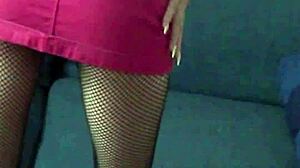 Hey Candie Cross flips from flirt to fishnet fantasy super quick no panties just nylon ass tease 😍🍑🔥