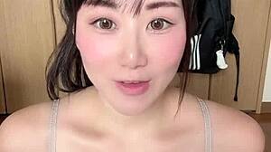 watch this asian girl bounce her big natural tits just right 😘👅