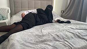 Overwhelmed Catching Insatiable Stepmom in Pantyhose Filling Her Tight Vagina