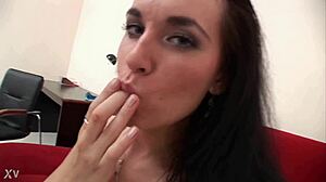 Russian Mary Rouge takes massive creampie up close in her tight teen ass.