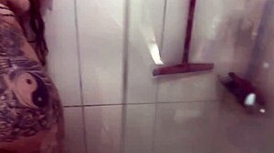 blonde shows pussy in sheer then takes creampie