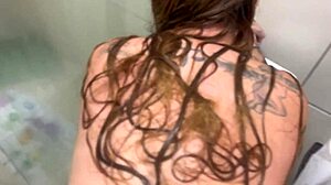 blonde shows pussy in sheer then takes creampie