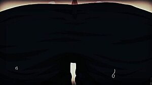 Busty anime teen drops to her knees for monster cock blowjob, big tits heaving as she cums hard in hentai