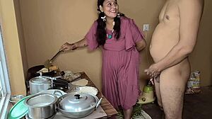 Moans Echo as Hot Lady Sucks Cock Before Hard Kitchen Pounding