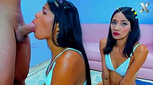 Stepdad stunned as slutty stepsisters team up for deepthroat surprise on webcam