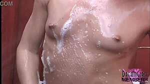 hey this hot brunette shaves her asshole in outdoor shower