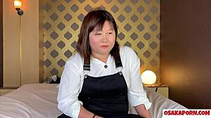 chubby 27yo japanese milf squirts wildly on toys during interview