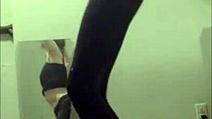DANCING TEEN CASS RIPS CLOTHES FOR SOLO STRIPTEASE SEDUCTION!