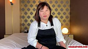 chubby 27yo japanese milf squirts wildly on toys during interview