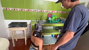 hot latina babe can't pay plumber so she takes his thick pipe deep in her curves