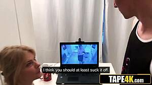 hot blonde tutor blackmails student fucks his monster cock pussy reality