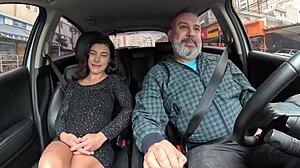 Sweet-voiced milf Pamela Rodrigues delivers bareback anal show in car ride creampie climax
