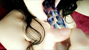 ohh my glass dildo feels so good in my tight teen ass and pussy... triss-witch cums hard