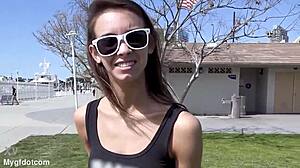couple bends over for risky doggystyle creampie in public spot