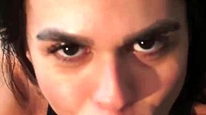 backstage f� welter drops to knees for director's MONSTER COCK deepthroat cumshot bts