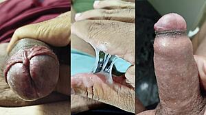my tiny foreskin dick spurts best while ex teen cums hard on her juicy pussy