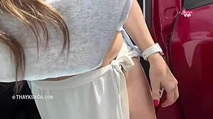 Thay Ksada, naughty wife, bangs hard on the street with cars passing by