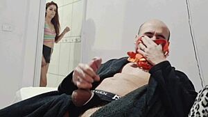 My friend's wife caught me sniffing her panties, what a twist!