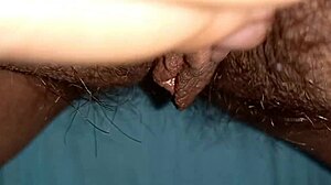 Włochata latynoska pokazuje dużego klitora w parnym domowym zbliżeniu