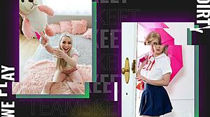 Gyönyörű milf kurva ujjal basz és élvez a szakadt ruhákon