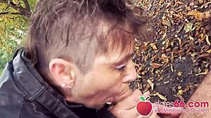 La bizarre mamie allemande Rubina gère une grosse queue en extérieur sur Dates66