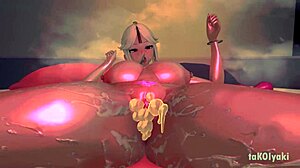 קאוגרל דומיננטית רוכבת חזק עם בובג'ובס אפייים באנימה לוהט