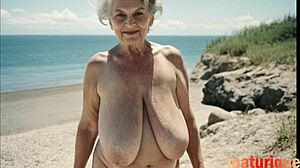 빈티지 판타지 할머니들 란제리에서 거대한 곡선 자랑