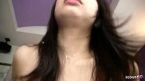 Shy Asian Girl with Bushy Pussy and Saggy Tits in Uncensored JAV POV. Older Guy Creampies During Casting Talk!